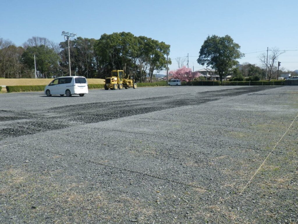 守山市民運動公園第2駐車場舗装工事着工前